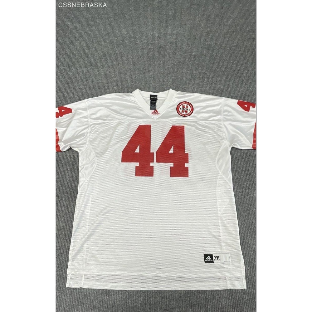 Adidas Nebraska Cornhuskers Football Jersey Mens 2XL White Red #44 NCAA 7922A 10